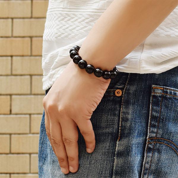 ブラックトルマリンブレスレット ブラックトルマリン ブレスレット 磁気入り 標準玉6mm/16cm・17