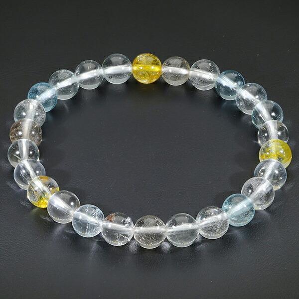 トパーズ 天然 非加熱 ブレスレット 7mm 17.5cm メンズM レディースL