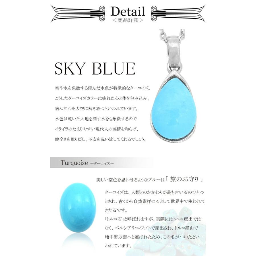 ドロップシェイプ 天然ターコイズ トルコ石 シルバーネックレス 天然石