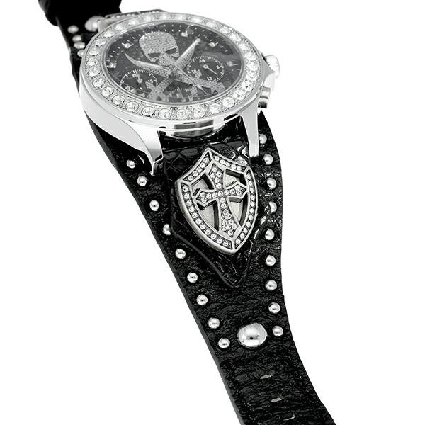VOLTAGE ヴォルテージ SENTINEL 9 ブラック 腕時計 メンズ ブランド 時計 腕 革ベルト ベルト 革 セイコー クロノグラフ スカル ドクロ｜ginnokura｜06