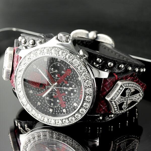 VOLTAGE ヴォルテージ SENTINEL 9 レッド 腕時計 メンズ ブランド 時計 腕 革ベルト ベルト 革 セイコー クロノグラフ スカル ドクロ｜ginnokura｜02