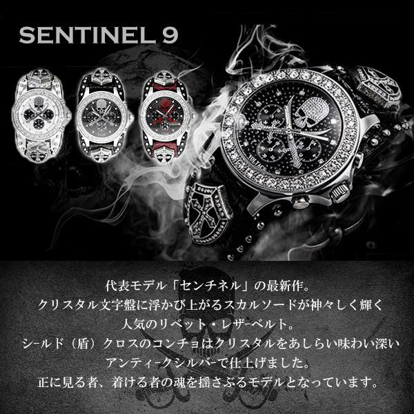 VOLTAGE ヴォルテージ SENTINEL 9 レッド 腕時計 メンズ ブランド 時計 腕 革ベルト ベルト 革 セイコー クロノグラフ スカル ドクロ｜ginnokura｜03