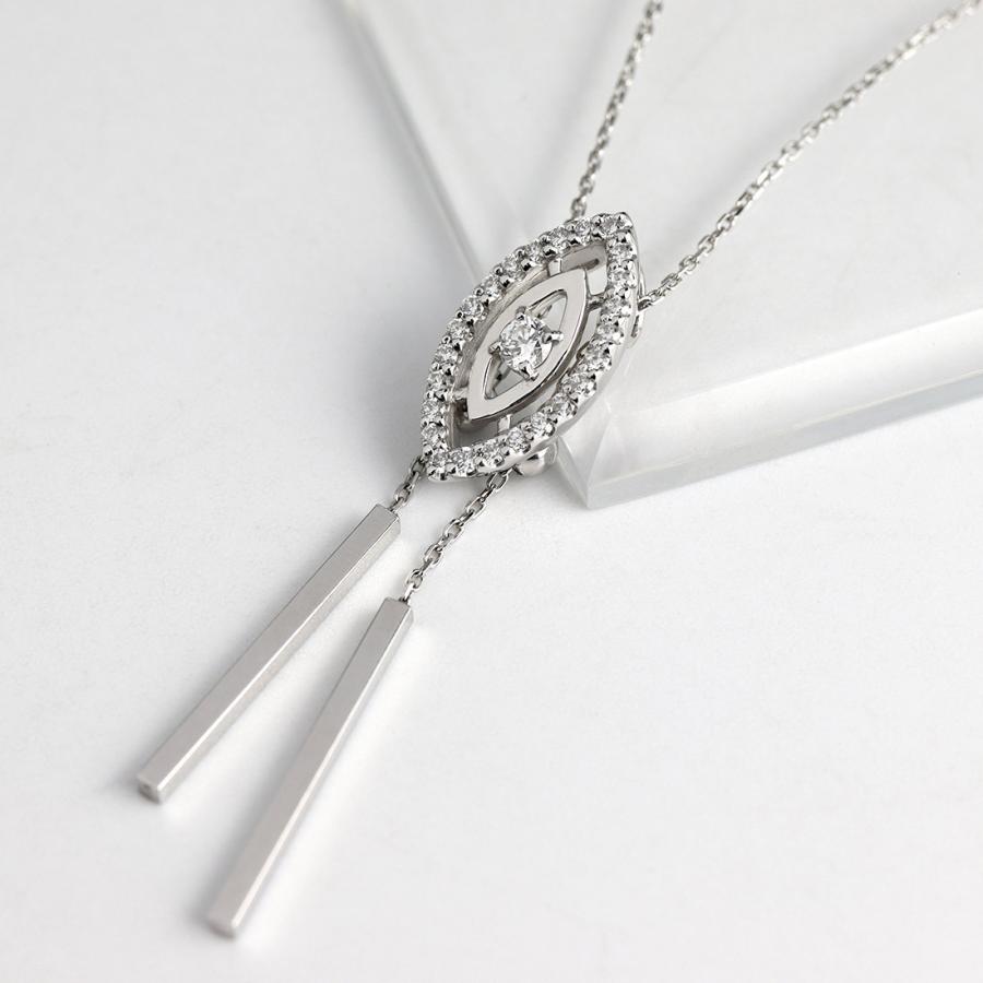 0.2ct ダイヤモンド K18 wg 星座 スター ロング ペンダント 鑑別 
