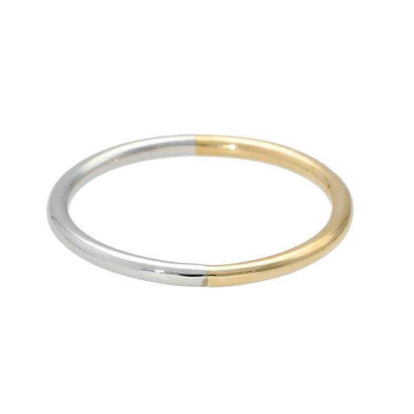 K18YG/Pt900 フェザーバイカラーダヤモンドリング 11号