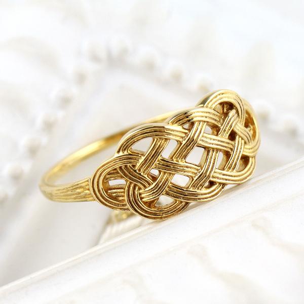 K18幅広め編み編みゴールドリング　18号 1902K2503 K18幅広め編み編みゴールドリング 18号 1902K2503