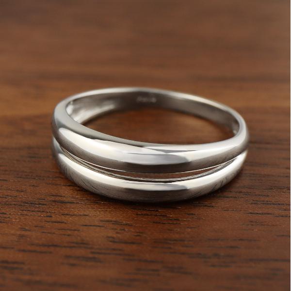 PT900 二連 甲丸 プラチナリング 指輪 プラチナ リング 地金 2連 二重 シンプル 幅広 ボリューム 華やか 上品 レディース