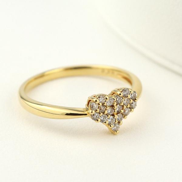 K18 ダイヤモンド ハート パヴェ リング 指輪 天然 ダイヤ 0.2カラット 18金 18k ゴールド 大ぶり 大きい ボリューム レディース