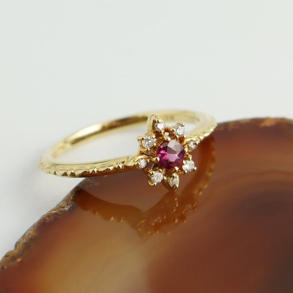 K18 18金 リング 指輪　ダイヤ　ルビー Classic CHESS イエローゴールド ルビー ダイヤモンド リング