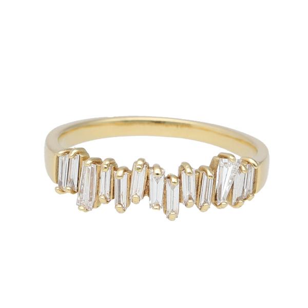 K18 バゲットカット ダイヤモンド リング 指輪 18金 18k ゴールド エタニティ 天然 ダイヤ テーパーダイヤ バゲット レディース K18YG イエローゴールド チェーン リング ハートビスマルク1.0 No.2