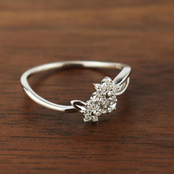 K18 ダイヤモンド フラワー ゴールド リング 18金 18k ホワイト 