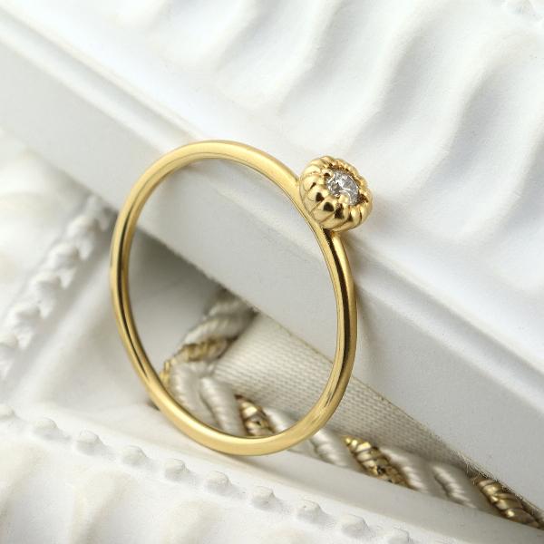K18 一粒 ダイヤモンド リング 18金 18k ゴールド 指輪 天然 ダイヤ 上品 華やか 綺麗 きれい 可愛い かわいい レディース 爆買の画像