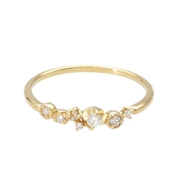 K18 ランダム ダイヤモンド リング 天然 ダイヤ 0.1カラット 18金 18k ゴールド 指輪 上品 華奢 繊細 細身 華やか レディース 爆買の画像