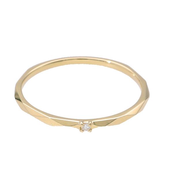 K18 ダイヤカット リング 一粒 ダイヤモンド 18金 18k ゴールド ひし形 カット 指輪 シンプル 上品 デイリー 普段使い レディース 爆買の画像