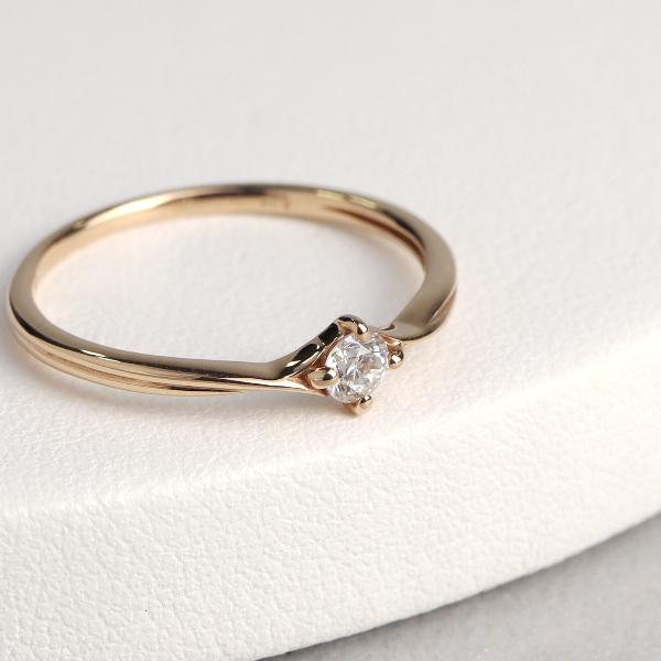 K18 PG 一粒 ダイヤモンド リング 指輪 ピンクゴールド 18金 18k ゴールドリング 天然 ダイヤ 華奢 繊細 上品 レディース 爆買の画像