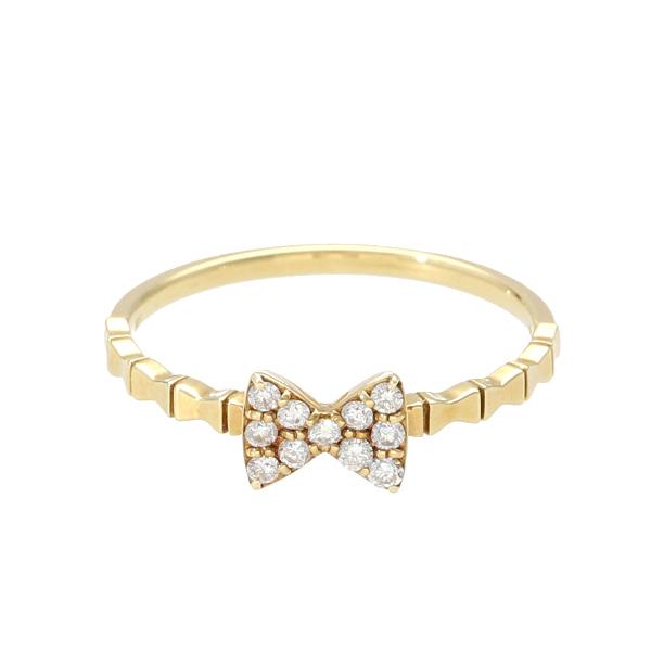 K18 ダイヤモンド リボン リング 18金 18k ゴールド 指輪 天然 ダイヤ パヴェ 可愛い かわいい 華やか 綺麗 普段使い レディース 爆買の画像