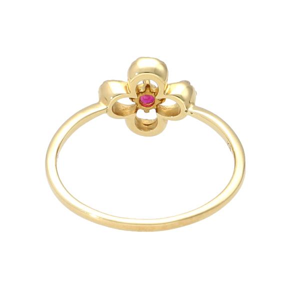 K18 ルビー ダイヤモンド フラワー リング 18金 18k ゴールド 指輪 花 天然石 誕生石 7月 可愛い かわいい 華やか レディース 爆買の画像