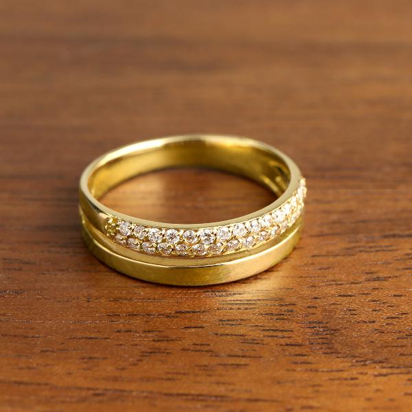K18 二連 ダイヤモンド パヴェ エタニティリング 指輪 エタニティ  