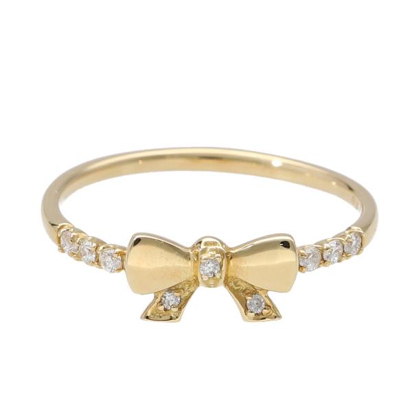 K18 ダイヤモンド リボン ゴールド リング 指輪 18金 18k 天然 ダイヤ 可愛い かわいい 上品 フェミニン 華やか レディース 爆買の画像