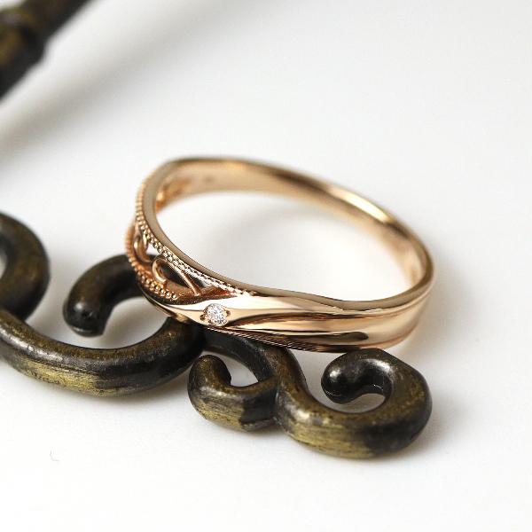 K18 ハーフ 透かし アラベスク ピンクゴールド リング 18金 18k