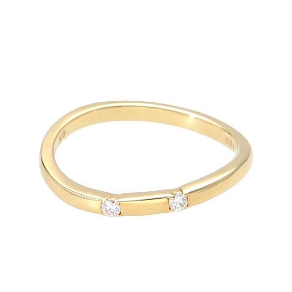 K18 シンプル ダイヤモンド ウェーブ ライン リング 18金 18k ゴールド 指輪 天然 ダイヤ 上品 綺麗 きれい 大人 レディース 爆買の画像