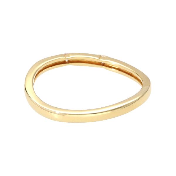 K18 シンプル ダイヤモンド ウェーブ ライン リング 18金 18k ゴールド 指輪 天然 ダイヤ 上品 綺麗 きれい 大人 レディース 爆買の画像