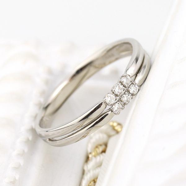 PT900 二連 ダイヤモンド ライン プラチナリング 指輪 リング プラチナ