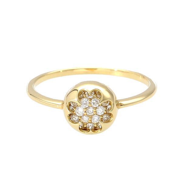 K18 ダイヤモンド パヴェ フラワー リング 18金 18k ゴールド 指輪 花