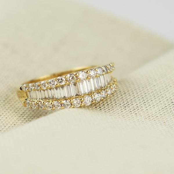 K18 1.0ct バゲットカット ダイヤモンド エタニティリング 指輪