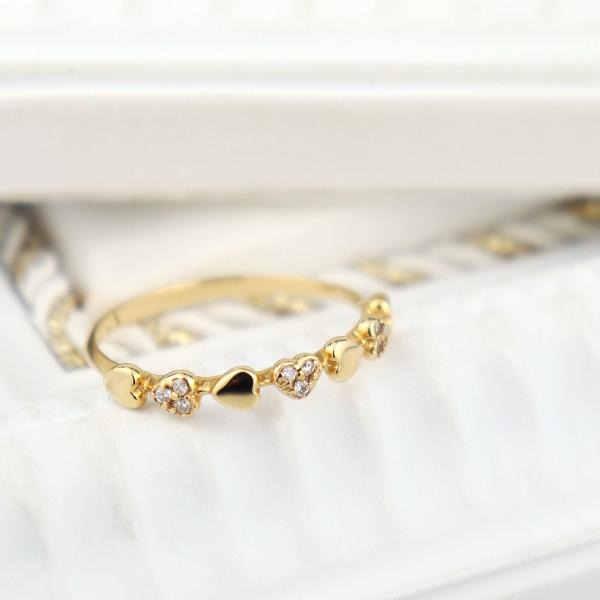 K18 ダイヤモンド ハート リング 指輪 ゴールド 18金 18k 天然 ダイヤ 可愛い かわいい 上品 フェミニン 華奢 レディース 爆買の画像