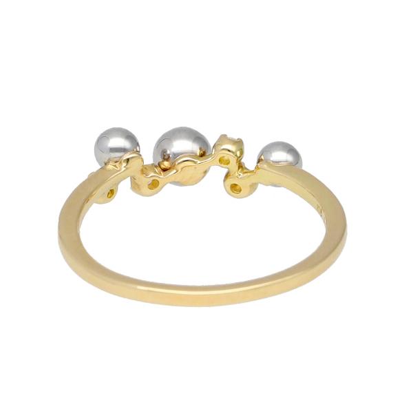 K18 PT900 プラチナボール ダイヤモンド ゴールドリング 指輪 リング 18金 18k ゴールド 天然 ダイヤ 華やか 細身 レディース 爆買の画像