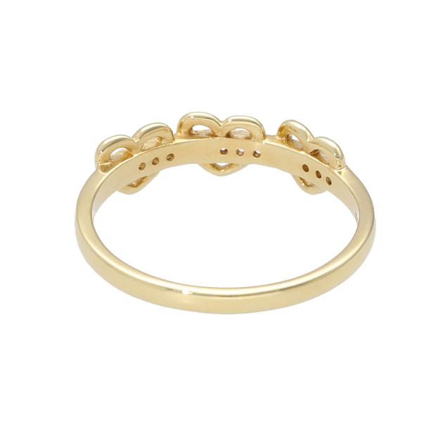 K18 三連 ハート ダイヤモンド リング 指輪 18金 18k ゴールド 天然
