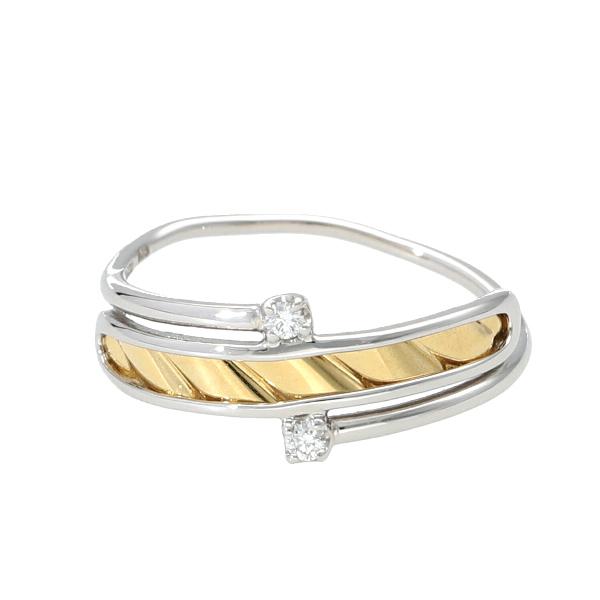 K18YG/Pt900 ウィングバイカラーダヤモンドリング 12号