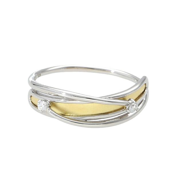 K18 PT900 バイカラー ダイヤモンド ライン リング 指輪 プラチナリング 18金 18k ゴールド 天然 ダイヤ 華やか 上品 レディース 爆買の画像