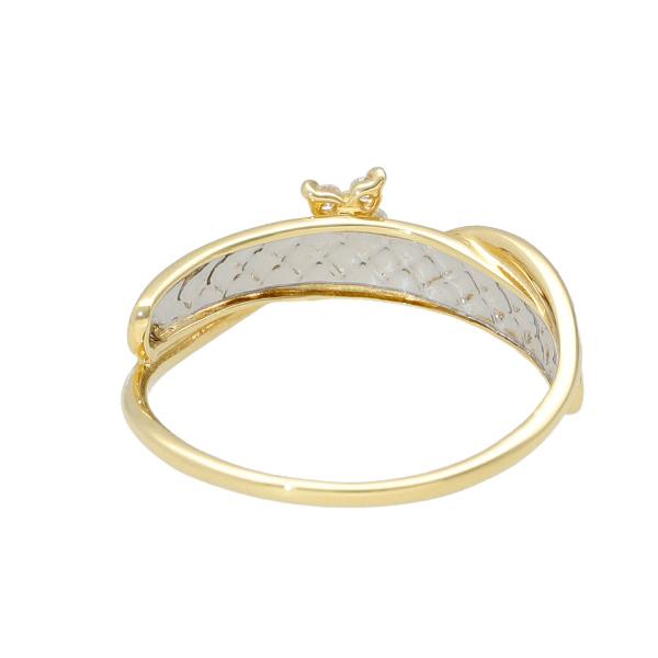 K18YG/Pt900 フェザーバイカラーダヤモンド　リング 11号 K18YG/Pt900 フェザーバイカラーダヤモンド リング 11号