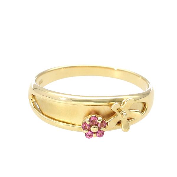 K18 ピンクトルマリン フラワー モチーフ ゴールドリング 花 18金 18k ゴールド 指輪 立体的 ピンク 天然石 可愛い レディース 爆買の画像