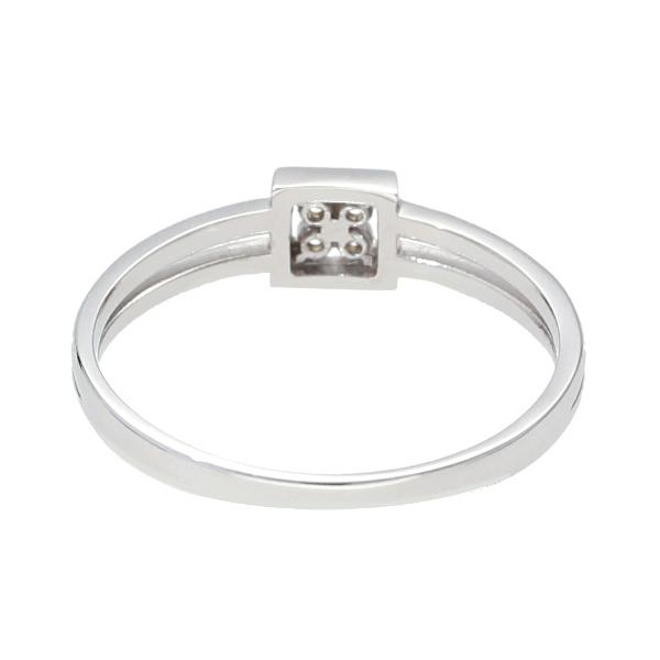 K18 ダイヤモンド フラワー 二連 ホワイトゴールド リング 花 スクエア 四角 18金 18k ゴールド 指輪 天然 ダイヤ レディース 爆買の画像