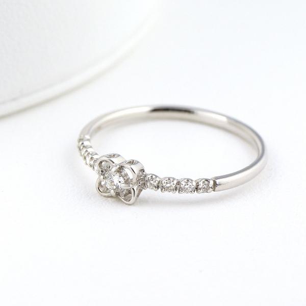 K18 ダイヤモンド フラワー リング 指輪 花 ホワイトゴールド エタニティ 細身 18金 18k ゴールド シンプル 華奢 繊細 レディース 爆買の画像
