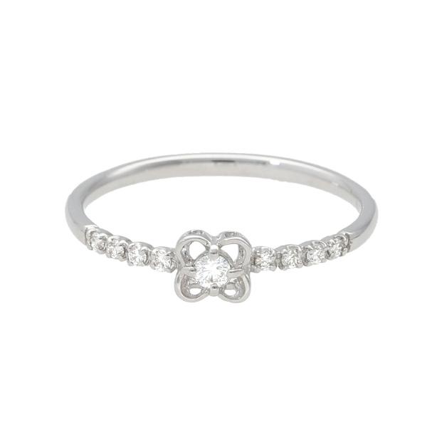 K18 ダイヤモンド フラワー リング 指輪 花 ホワイトゴールド エタニティ 細身 18金 18k ゴールド シンプル 華奢 繊細 レディース 爆買の画像