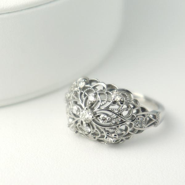 PT900 幅広透かし　ダイヤモンドリング 楽天市場】Pt900【0.85ct】ダイヤモンド 透かし リング