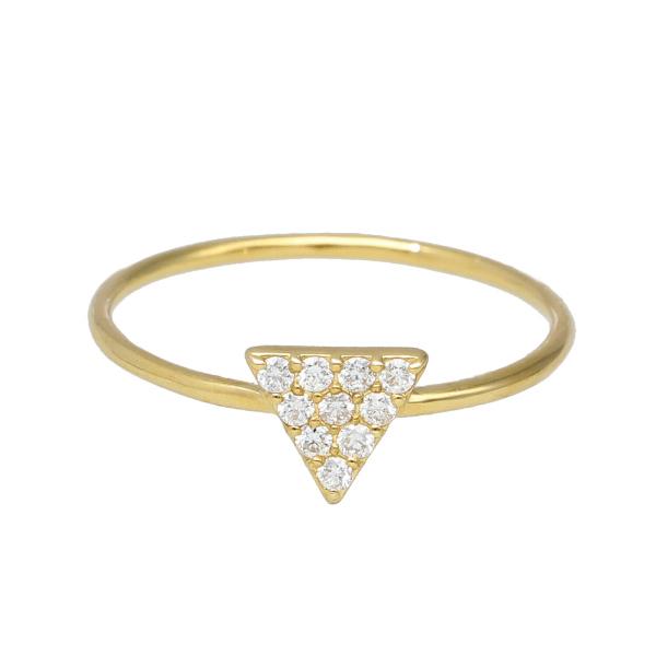 K18 0.1ct ダイヤモンド トライアングル パヴェ リング 指輪 18金 18k ゴールド 三角形 天然 ダイヤ シンプル 上品 レディース 爆買の画像
