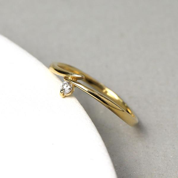 K18 一粒 ダイヤモンド ゴールド リング 指輪 一粒ダイヤ 18金 18k 天然 ダイヤ シンプル 上品 華奢 繊細 細身 レディース 爆買の画像