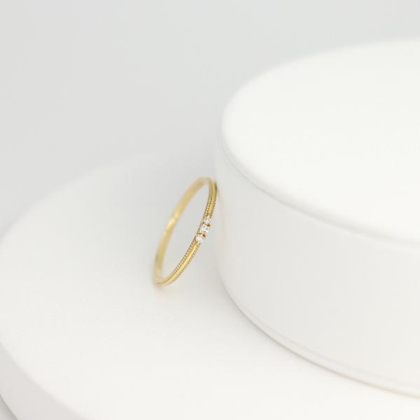K18 クラシカル ミル打ち ダイヤモンド ゴールドリング 18金 18k ゴールド リング 指輪 天然 ダイヤ シンプル 上品 レディース 爆買の画像