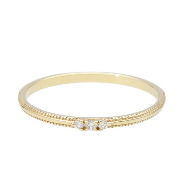 K18 クラシカル ミル打ち ダイヤモンド ゴールドリング 18金 18k ゴールド リング 指輪 天然 ダイヤ シンプル 上品 レディース 爆買の画像