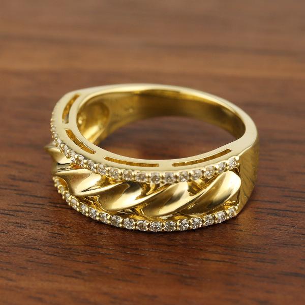 K18 ダイヤモンド ツイスト ゴールド リング 指輪 18金 18k ゴールド 