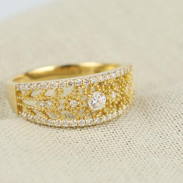 K18 ダイヤモンド 透かし ミル打ち リング 指輪 18金 18k ゴールド