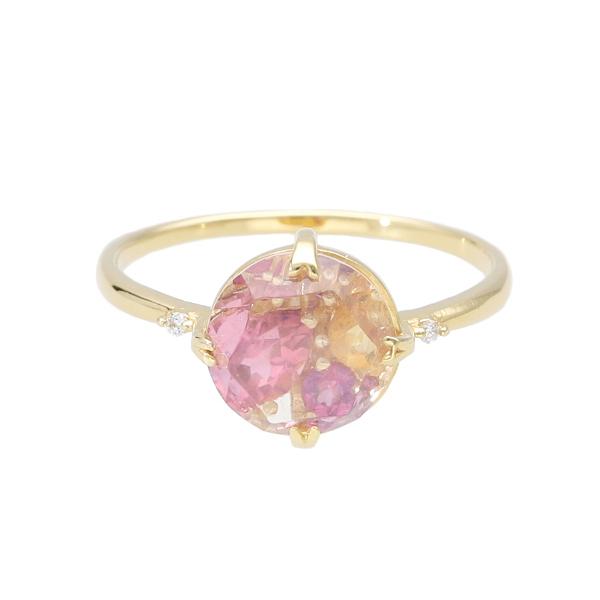 K18 透かし 天然石 リング 18金 18k ゴールド カラーストーン カラフル