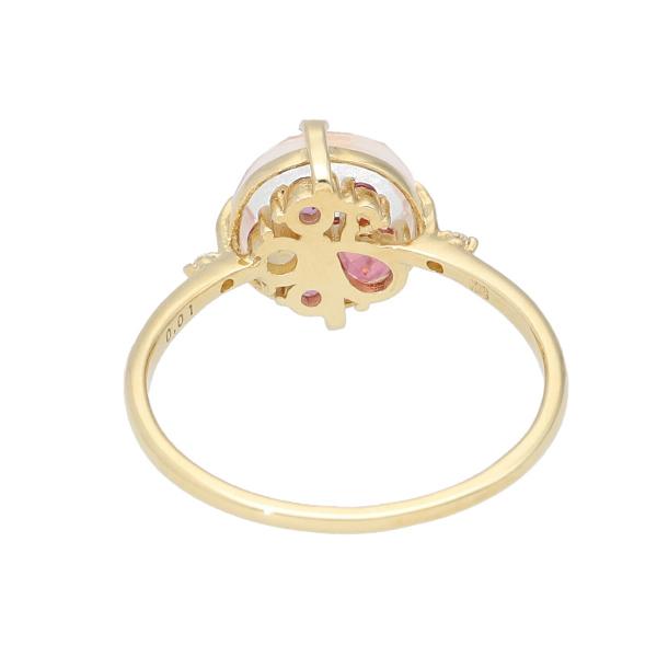 K18 透かし 天然石 リング 18金 18k ゴールド カラーストーン カラフル 色石 指輪 キラキラ ピンク 可愛い かわいい レディース 爆買の画像
