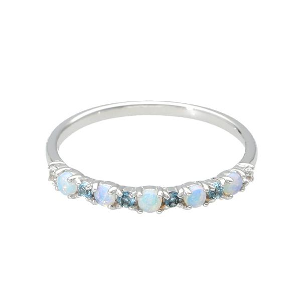 美品 オパール ブルートパーズ リング K18 ゴールド 遊色 宝石 ジュエリー