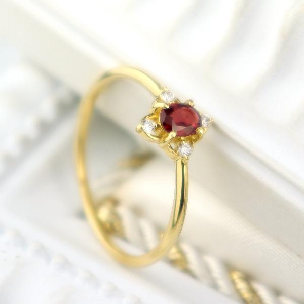 K18 ルビー ダイヤモンド フラワー リング 指輪 18金 18k ゴールド 一粒 オーバル 花 天然 エレガント 大粒 上品 レディース 爆買の画像