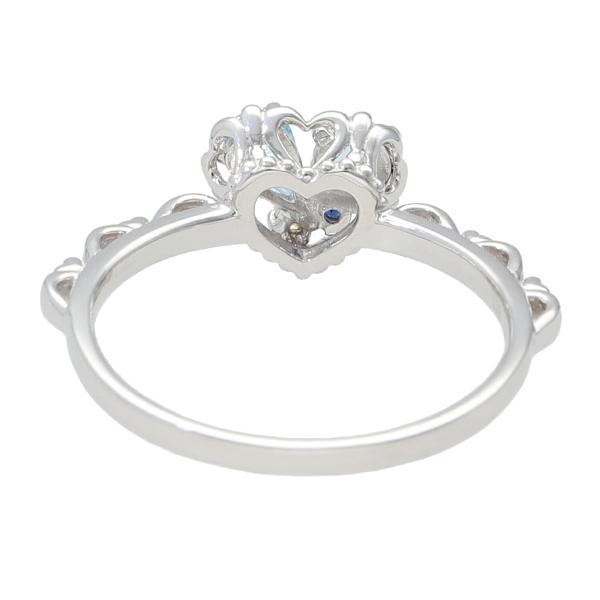 K18 天然石 ハート ホワイトゴールド リング 指輪 ブルートパーズ  